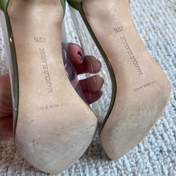 Manolo Blahnik Pacha Green Patent Leather 
Clear PVC Patent Pump Size 39.5 IT - Picture 3 of 5